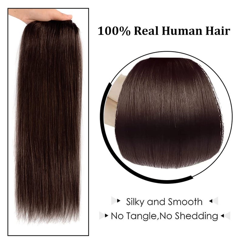 Winsky 14" Clip in Hair Extensions Remy Human Hair for Women - Silky Straight Human Hair Clip in Extensions 50grams 4pieces Dark Brown #2 Color - Image 4